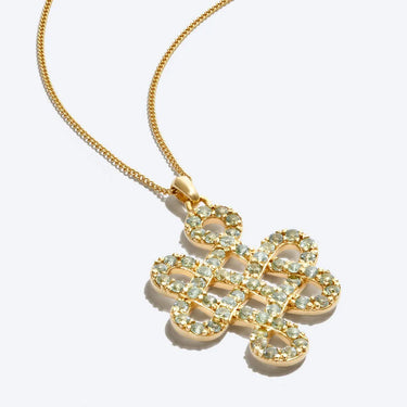Endless Knot Groene Saffier Ketting