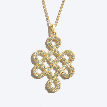 Endless Knot Groene Saffier Ketting