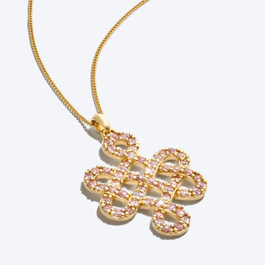 Endless Knot Roze Saffier Ketting