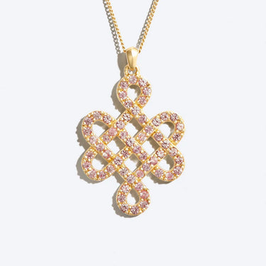 Endless Knot Roze Saffier Ketting