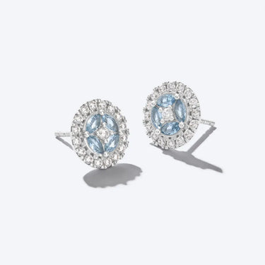 Éclat Aquamarine Earrings Side View - Suarga Jewellery